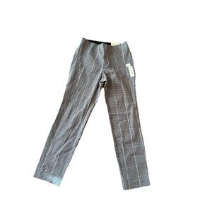 A New Day Pants High Rise 6R Skinny Stretch Ankle Fitted Gray Plaid Pull On NWT